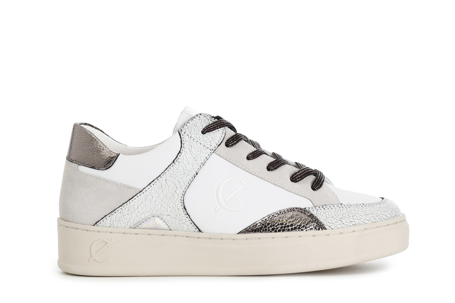 CafèNoir damen-ledersneaker mit schnürsenkeln white/bege 37 - White/Bege | Gr. 37