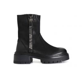 Damen-stiefelette aus nubukleder mit maxi-reißverschluss