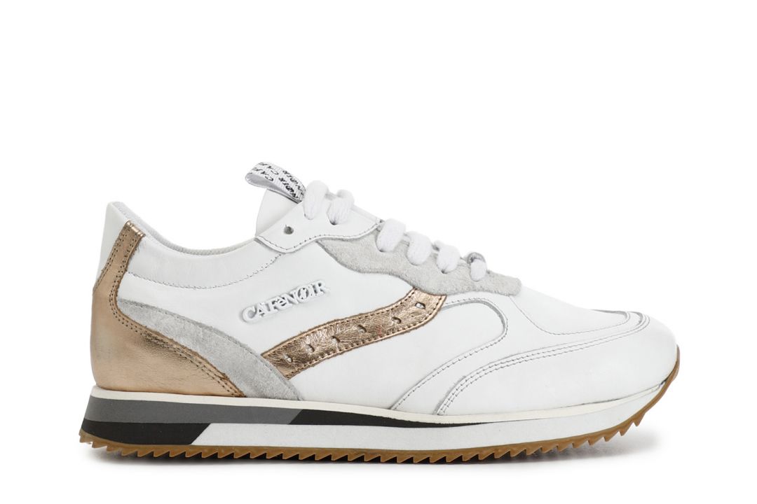 sneaker aus leder mit laminierten einsätzen und laufsohle white