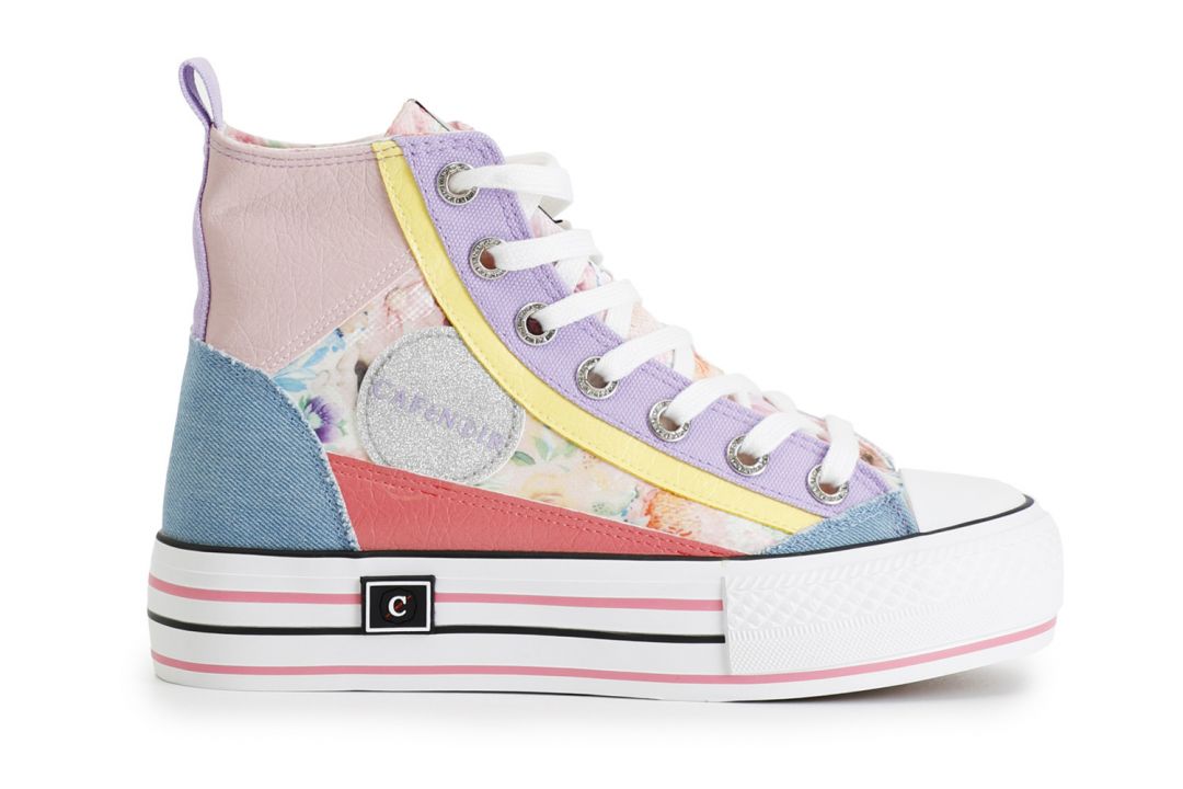 patchwork mid cut-sneaker multicolor