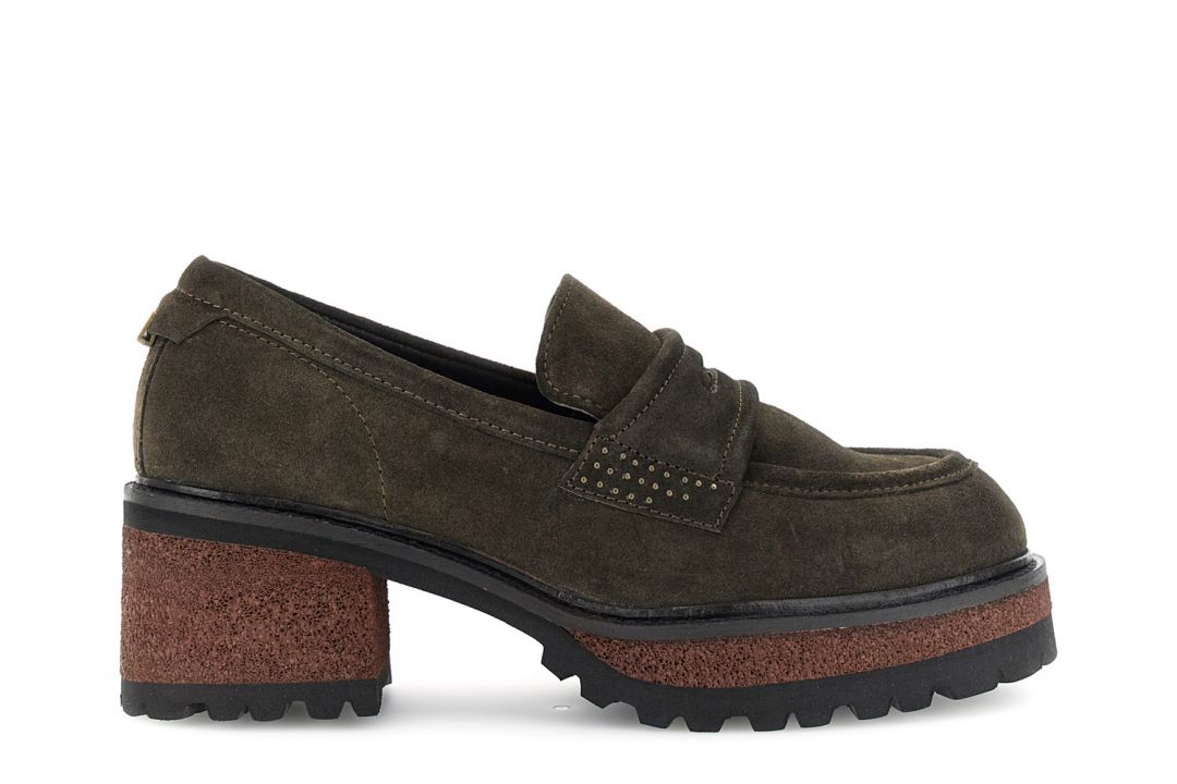 loafer aus veloursleder mit profilsohle dark brown