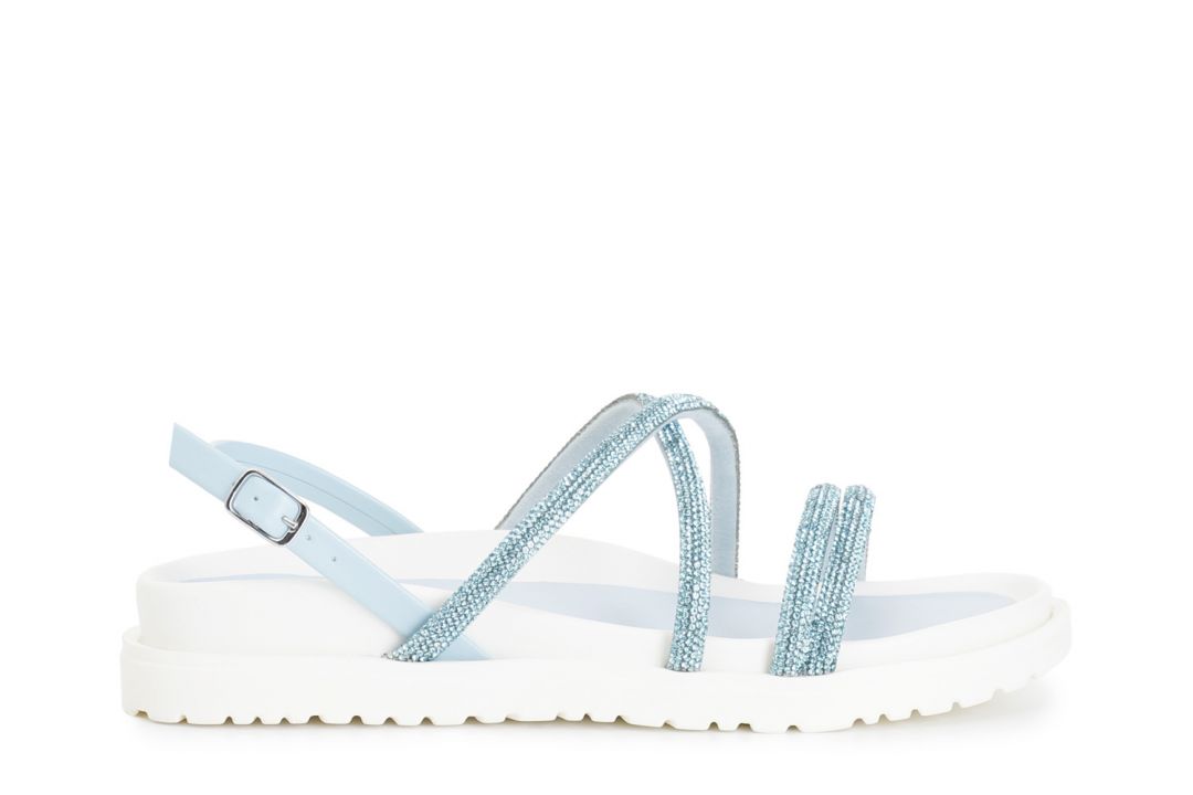 sandalen mit strassbesetzten riemen light blu