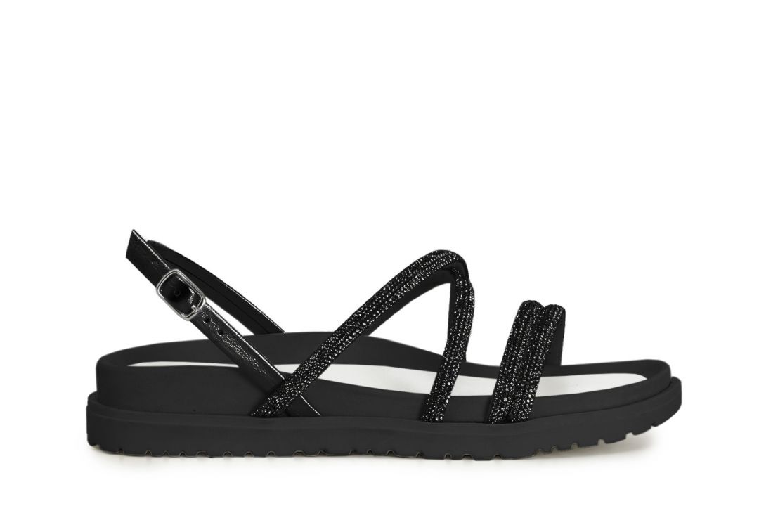 sandalen mit strassbesetzten riemen black