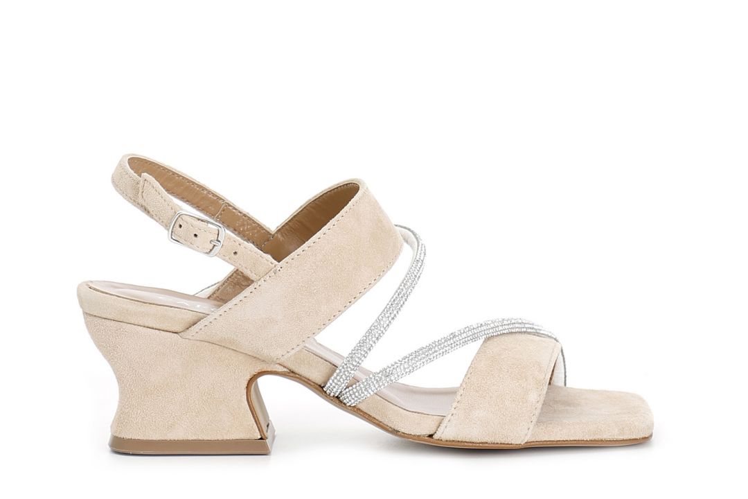sandalen aus rauleder mit strass sand