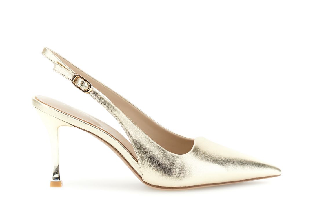 slingback-pumps mit dekolleté aus laminiertem leder light gold