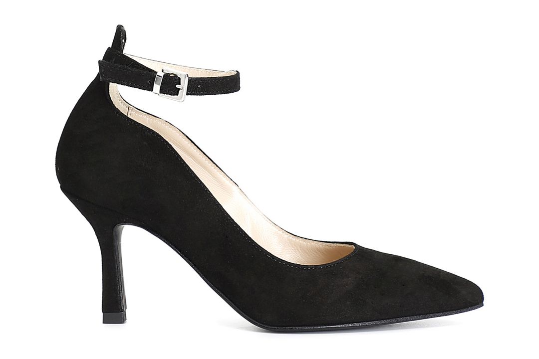 pumps aus rauleder mit knöchelriemen