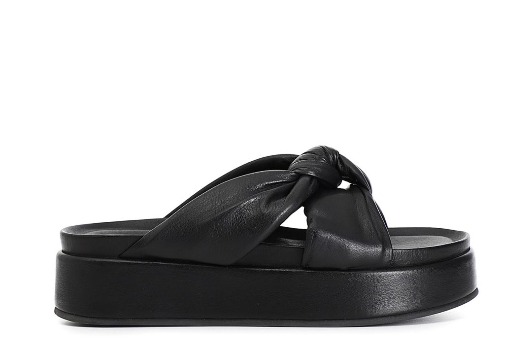 flache sandalen mit keil und knoten