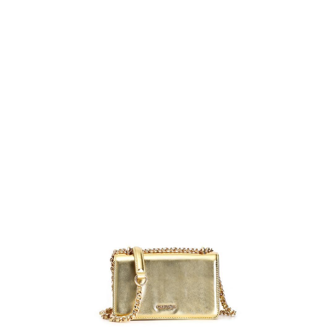 minibag mit metallic-effekt und überschlag gold